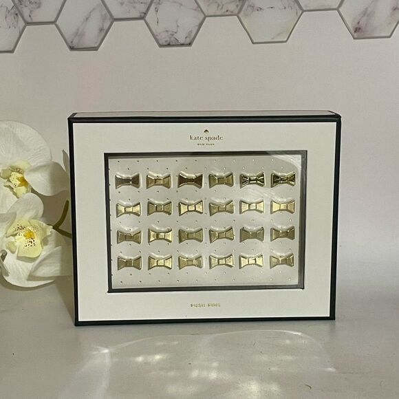 Kate Spade Gold Bow Push Pins - Picture 2 of 3